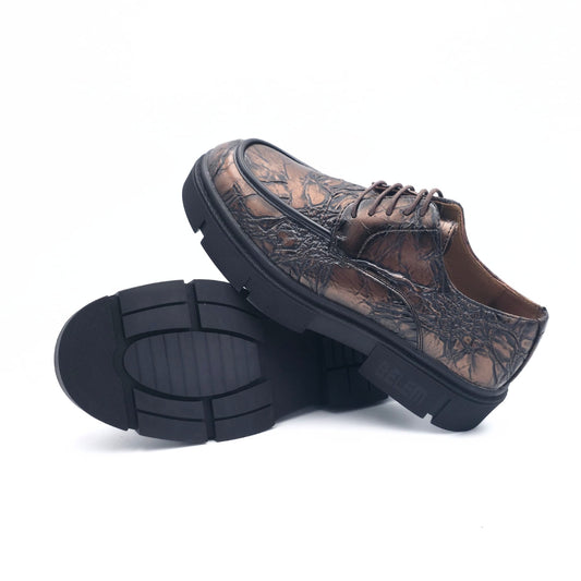 Belem Derby Shoes with brown croco-textured leather