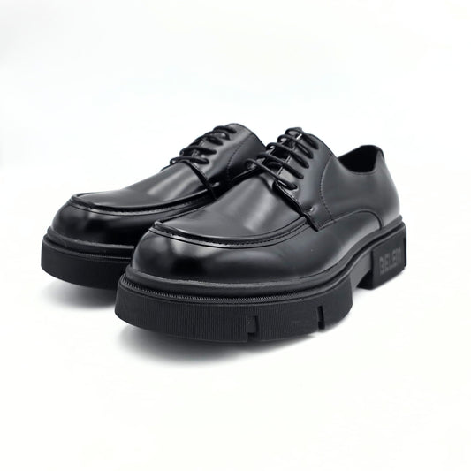 Belem Derby Shoes with a Chunky Sole in Black Leather