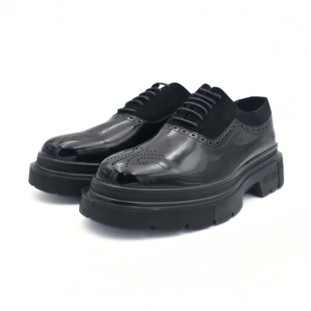 Belem Brogue Oxfords with a Chunky Sole in Black Leather