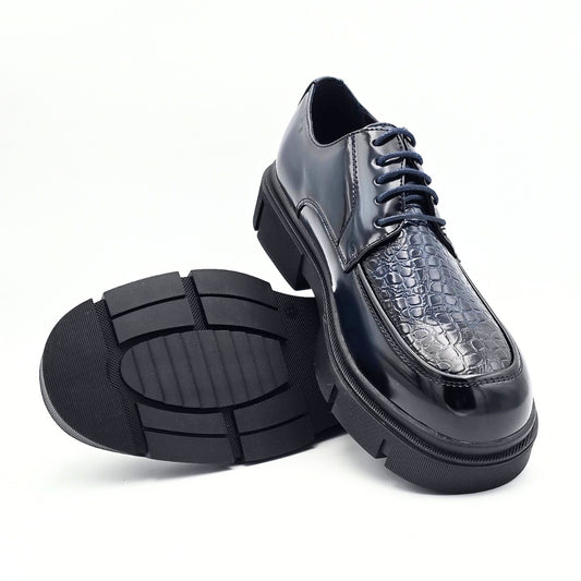 Belem Croc-Embossed Apron-Toe Derby Shoes