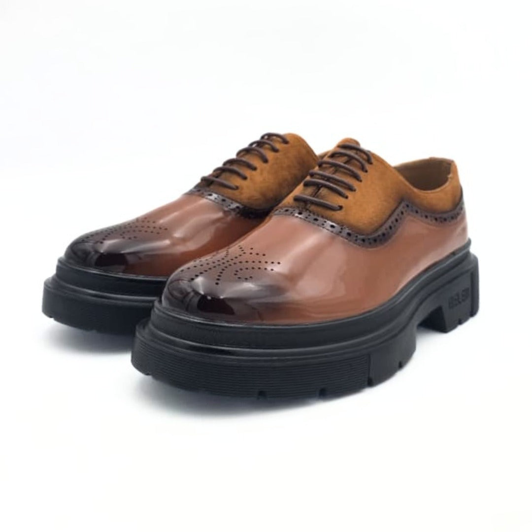 Belem Brogue Oxfords chunky sole in Brown Leather