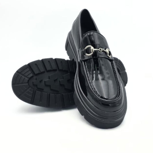 Belem Chunky Horsebit Loafers in Black Leather