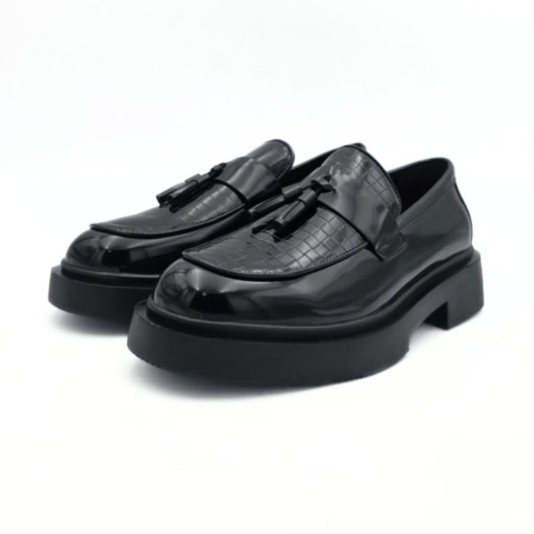 Belem Black Hi-Shine Tassel Loafers