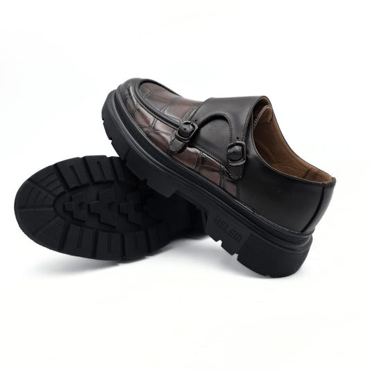 Belem Double monk strap shoes in Dark Brown Leather