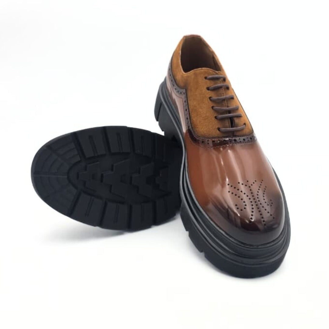 Belem Brogue Oxfords chunky sole in Brown Leather