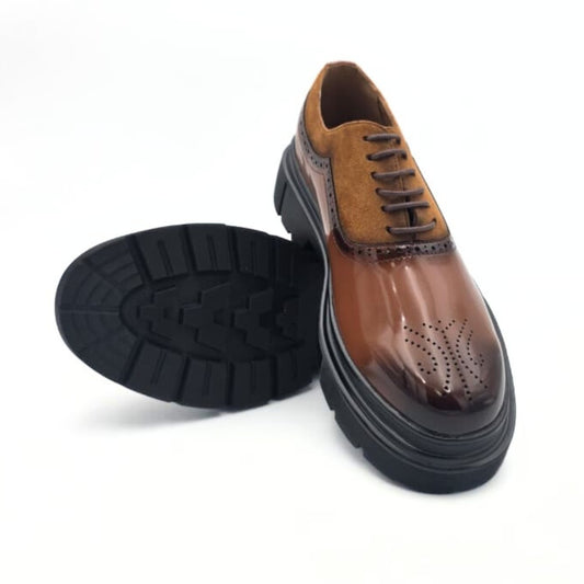 Belem Brogue Oxfords chunky sole in Brown Leather